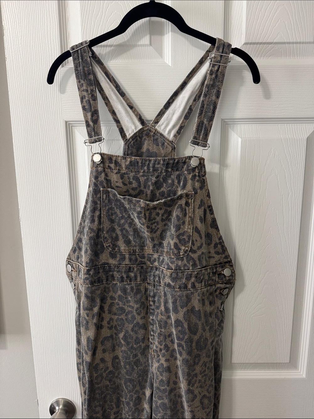 Leopard Print Overalls Jumpsuit - Taupe Gray - Picture 2 of 6